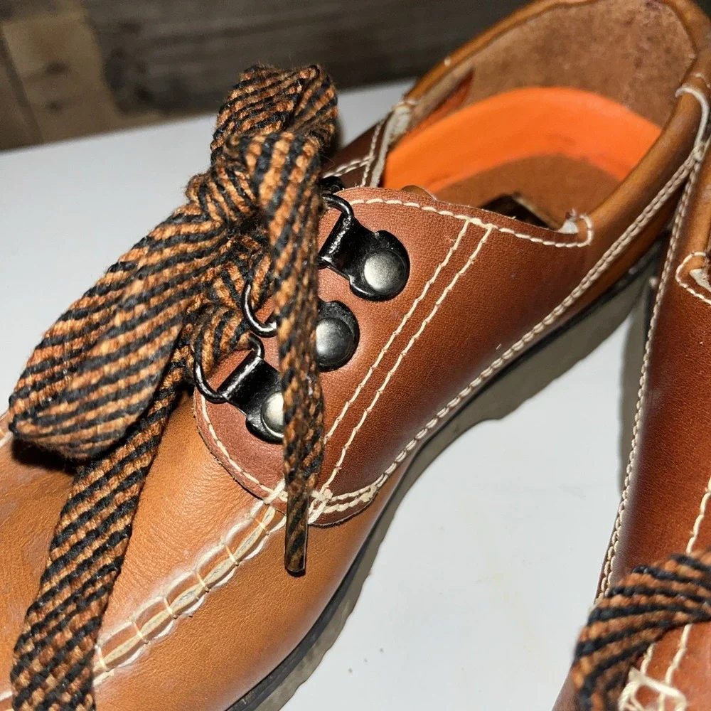 Old Stock JCPenney Leather Vintage Kids Shoes Toddler Brown Oxfords 3.5 D